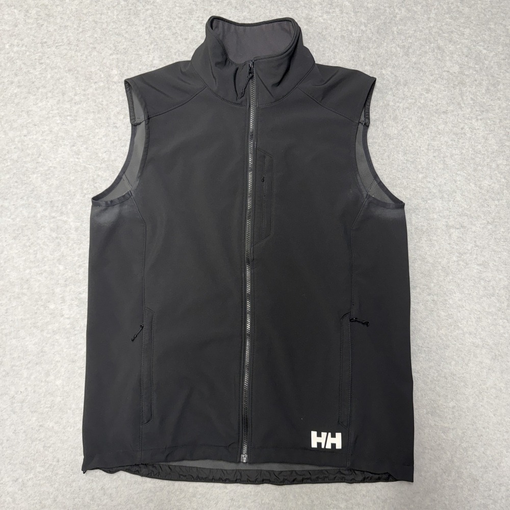 Helly Hansen Vest Mens Large Black Softshell Fleece Lined Full Zip Outdoor 62916